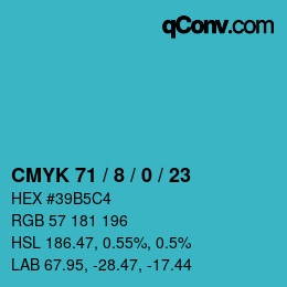カラーコード: CMYK 71 / 8 / 0 / 23 | qconv.com
