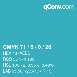 カラーコード: CMYK 71 / 8 / 0 / 26 | qconv.com