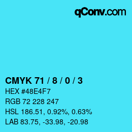 Color code: CMYK 71 / 8 / 0 / 3 | qconv.com