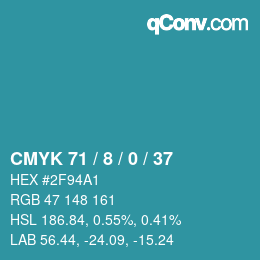 Color code: CMYK 71 / 8 / 0 / 37 | qconv.com