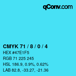 Color code: CMYK 71 / 8 / 0 / 4 | qconv.com