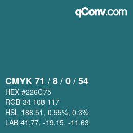 カラーコード: CMYK 71 / 8 / 0 / 54 | qconv.com