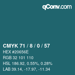 カラーコード: CMYK 71 / 8 / 0 / 57 | qconv.com