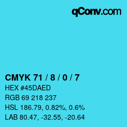 Color code: CMYK 71 / 8 / 0 / 7 | qconv.com