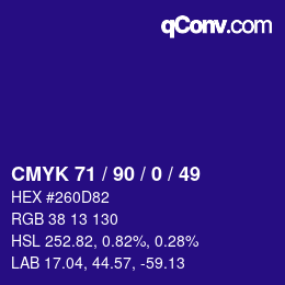 Color code: CMYK 71 / 90 / 0 / 49 | qconv.com