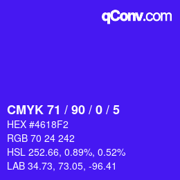 Farbcode: CMYK 71 / 90 / 0 / 5 | qconv.com