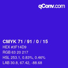 Farbcode: CMYK 71 / 91 / 0 / 15 | qconv.com