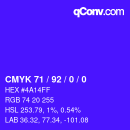 Farbcode: CMYK 71 / 92 / 0 / 0 | qconv.com