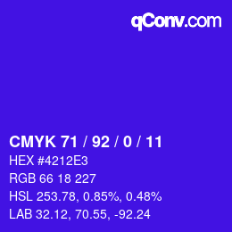カラーコード: CMYK 71 / 92 / 0 / 11 | qconv.com