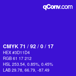 カラーコード: CMYK 71 / 92 / 0 / 17 | qconv.com