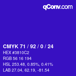 カラーコード: CMYK 71 / 92 / 0 / 24 | qconv.com