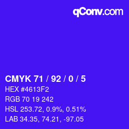 カラーコード: CMYK 71 / 92 / 0 / 5 | qconv.com