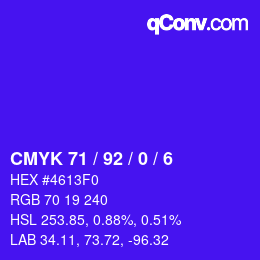 颜色代码: CMYK 71 / 92 / 0 / 6 | qconv.com