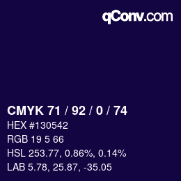 颜色代码: CMYK 71 / 92 / 0 / 74 | qconv.com