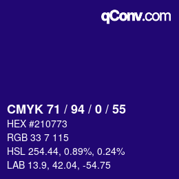 Farbcode: CMYK 71 / 94 / 0 / 55 | qconv.com