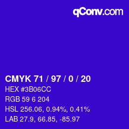 Color code: CMYK 71 / 97 / 0 / 20 | qconv.com