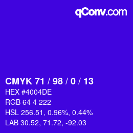 颜色代码: CMYK 71 / 98 / 0 / 13 | qconv.com