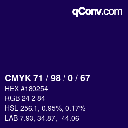 Color code: CMYK 71 / 98 / 0 / 67 | qconv.com