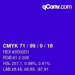 Color code: CMYK 71 / 99 / 0 / 18 | qconv.com