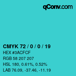 Farbcode: CMYK 72 / 0 / 0 / 19 | qconv.com