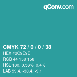 颜色代码: CMYK 72 / 0 / 0 / 38 | qconv.com