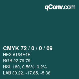 カラーコード: CMYK 72 / 0 / 0 / 69 | qconv.com