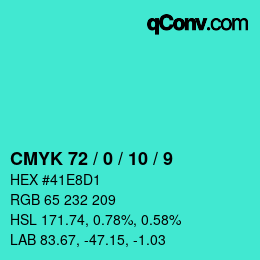カラーコード: CMYK 72 / 0 / 10 / 9 | qconv.com