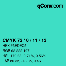 Color code: CMYK 72 / 0 / 11 / 13 | qconv.com