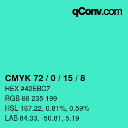 カラーコード: CMYK 72 / 0 / 15 / 8 | qconv.com