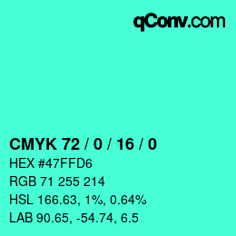 Color code: CMYK 72 / 0 / 16 / 0 | qconv.com