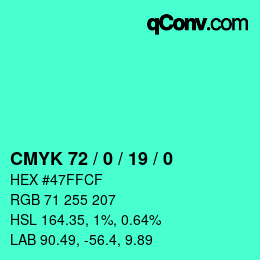 颜色代码: CMYK 72 / 0 / 19 / 0 | qconv.com
