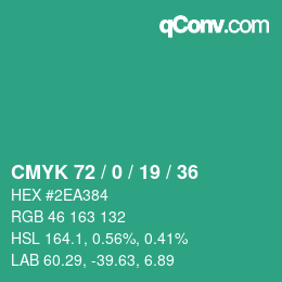 颜色代码: CMYK 72 / 0 / 19 / 36 | qconv.com