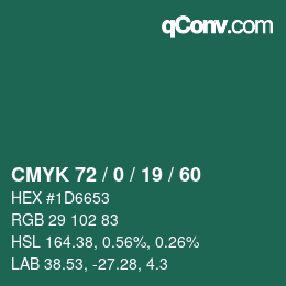 颜色代码: CMYK 72 / 0 / 19 / 60 | qconv.com
