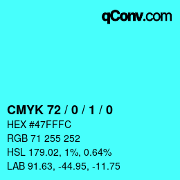 カラーコード: CMYK 72 / 0 / 1 / 0 | qconv.com