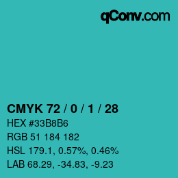 Color code: CMYK 72 / 0 / 1 / 28 | qconv.com