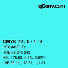Color code: CMYK 72 / 0 / 1 / 4 | qconv.com
