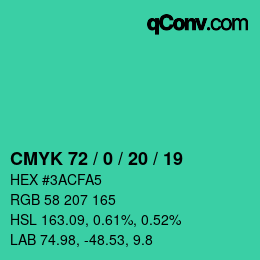 カラーコード: CMYK 72 / 0 / 20 / 19 | qconv.com