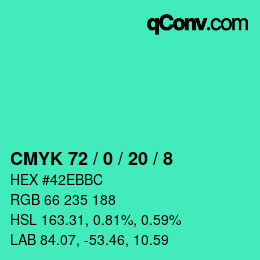 Color code: CMYK 72 / 0 / 20 / 8 | qconv.com