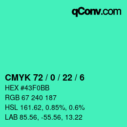 Color code: CMYK 72 / 0 / 22 / 6 | qconv.com