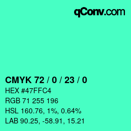 Color code: CMYK 72 / 0 / 23 / 0 | qconv.com