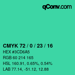 Color code: CMYK 72 / 0 / 23 / 16 | qconv.com