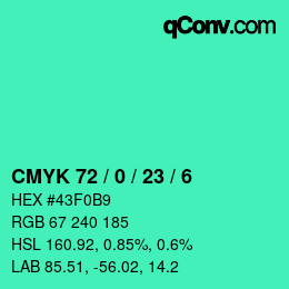 Color code: CMYK 72 / 0 / 23 / 6 | qconv.com