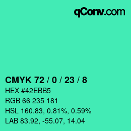 カラーコード: CMYK 72 / 0 / 23 / 8 | qconv.com