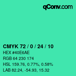 カラーコード: CMYK 72 / 0 / 24 / 10 | qconv.com