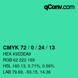カラーコード: CMYK 72 / 0 / 24 / 13 | qconv.com