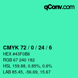 颜色代码: CMYK 72 / 0 / 24 / 6 | qconv.com