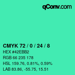 カラーコード: CMYK 72 / 0 / 24 / 8 | qconv.com