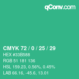 Color code: CMYK 72 / 0 / 25 / 29 | qconv.com