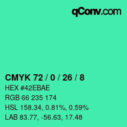 Color code: CMYK 72 / 0 / 26 / 8 | qconv.com