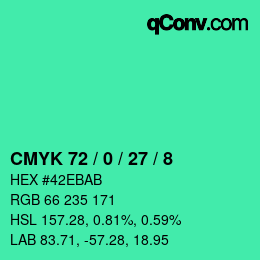 Color code: CMYK 72 / 0 / 27 / 8 | qconv.com